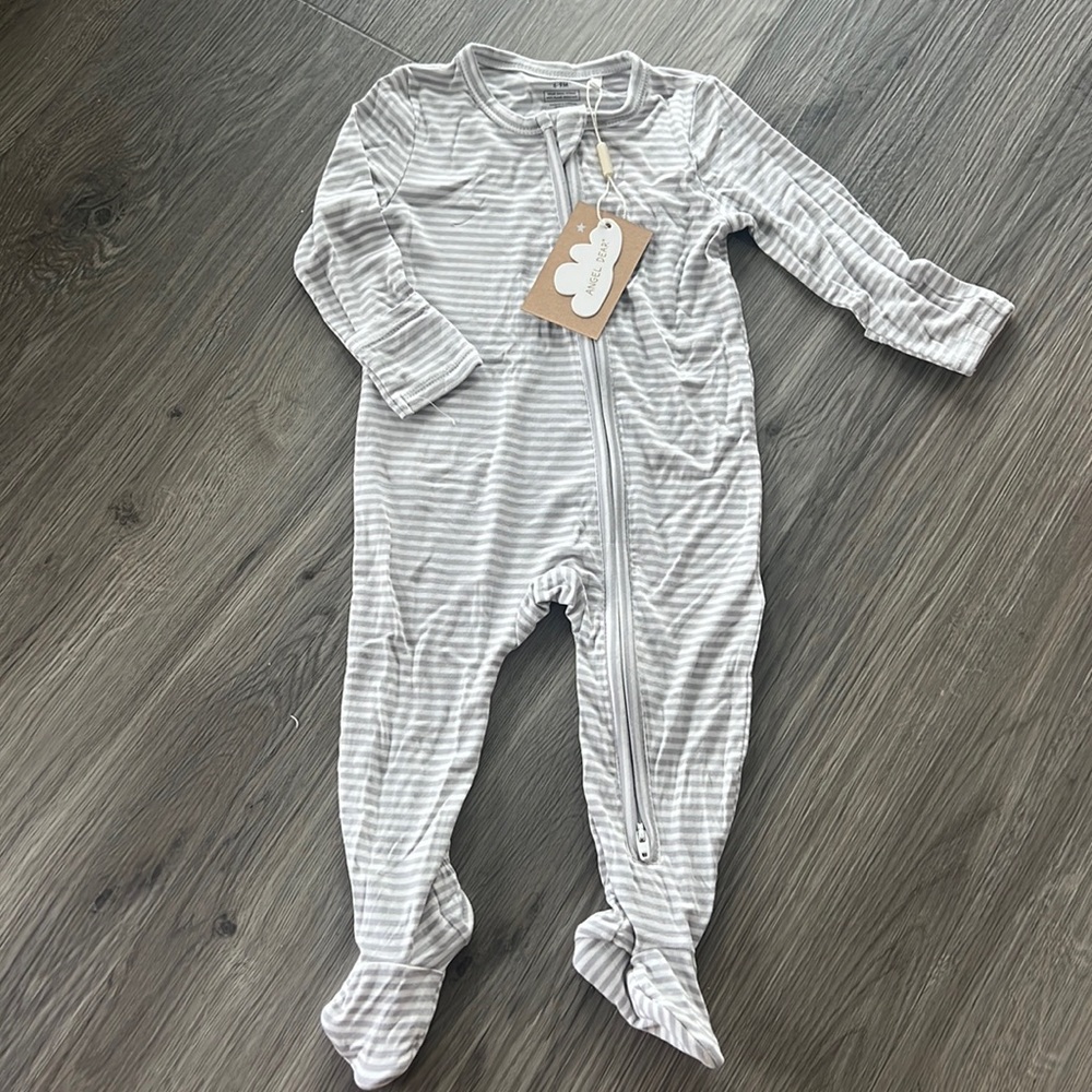 Baby grey stripes footsie pajama